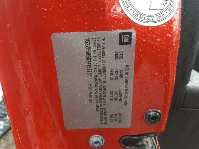 1G2ZF58B674152736 - 2007 PONTIAC G6 VALUE L RED photo 10