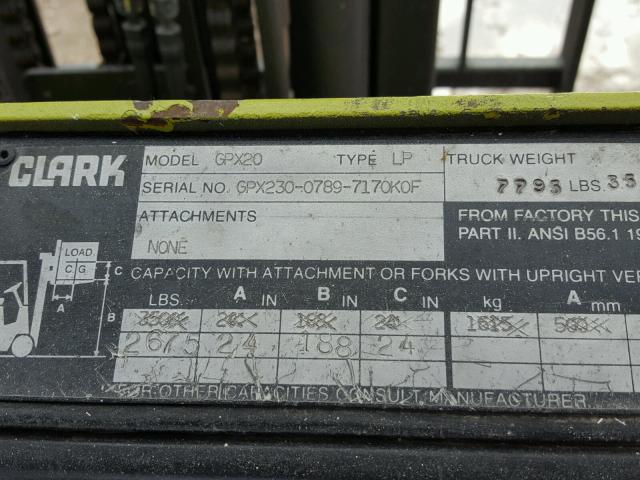 GPX23007897170K0F - 1989 CLAR FORKLIFT 绿色 照片 10
