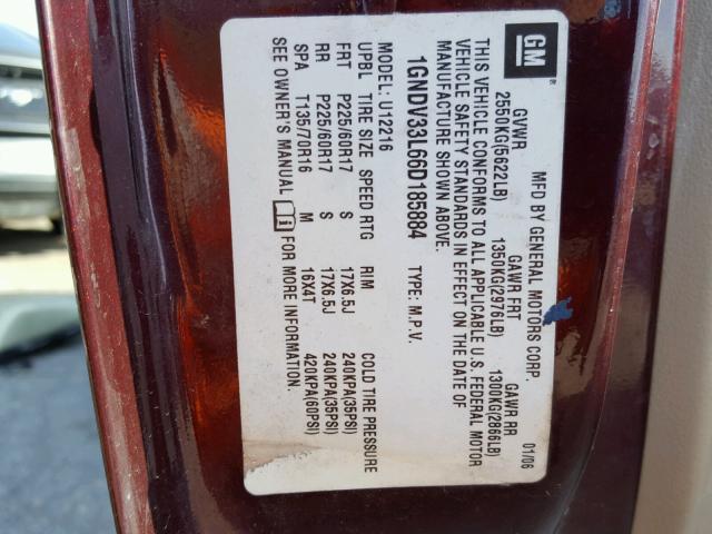 1GNDV33L66D185884 - 2006 CHEVROLET UPLANDER L Bordo foto 10