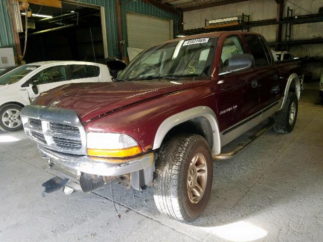 1B7GG2AN21S124289 - 2001 DODGE DAKOTA QUA MAROON photo 2