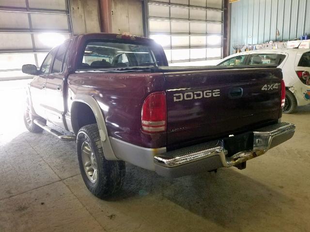 1B7GG2AN21S124289 - 2001 DODGE DAKOTA QUA MAROON photo 3