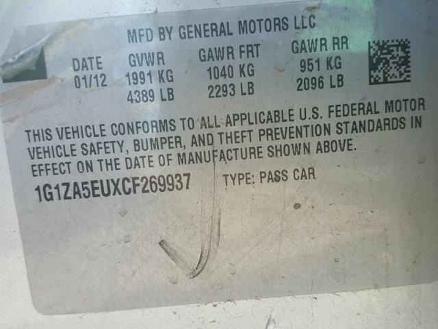 1G1ZA5EUXCF269937 - 2012 CHEVROLET MALIBU LS 银色 照片 10