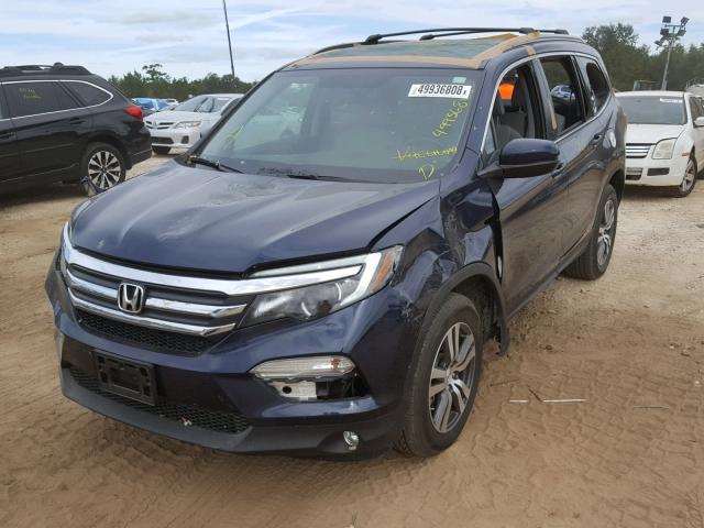 5FNYF6H78HB045402 - 2017 HONDA PILOT EXLN BLUE photo 2