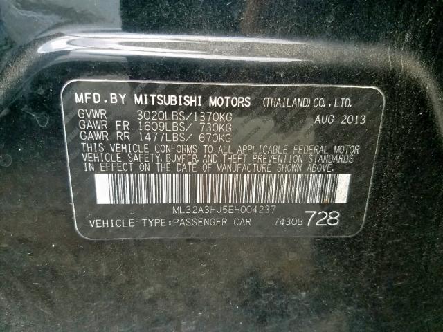 ML32A3HJ5EH004237 - 2014 MITSUBISHI MIRAGE DE BLACK photo 10