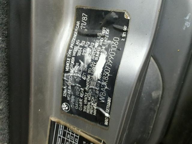 WBADK8307J9901060 - 1988 BMW 528 E AUTO SILVER photo 10