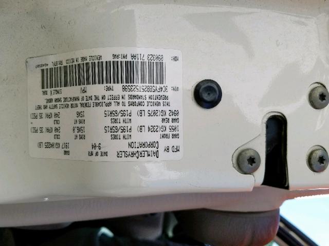 3C4FY58B25T523598 - 2005 CHRYSLER PT CRUISER WHITE photo 10