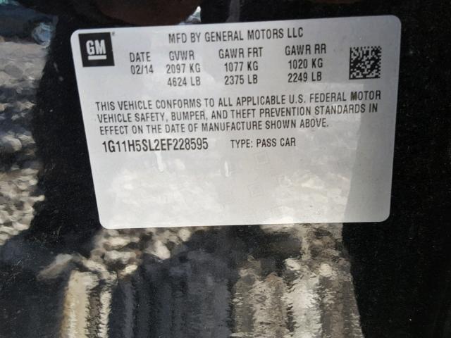 1G11H5SL2EF228595 - 2014 CHEVROLET MALIBU LTZ შავი ფოტო 10