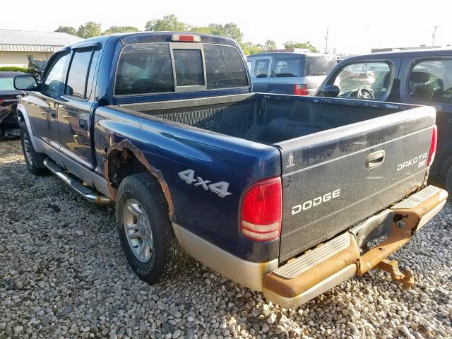 1D7HG48N73S311784 - 2003 DODGE DAKOTA QUA BLUE photo 3