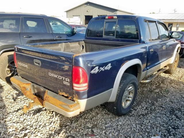 1D7HG48N73S311784 - 2003 DODGE DAKOTA QUA BLUE photo 4