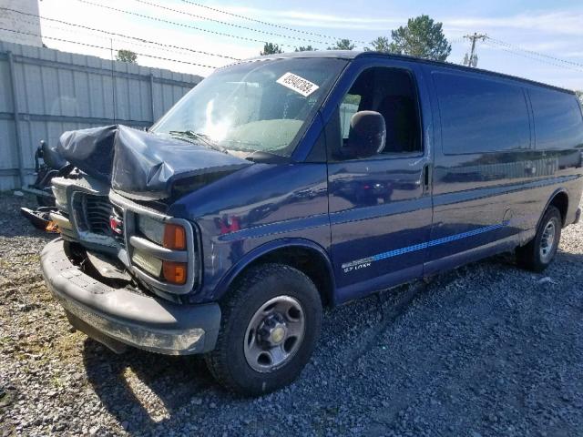 1GTHG39R421174734 - 2002 GMC SAVANA G35 BLUE photo 2