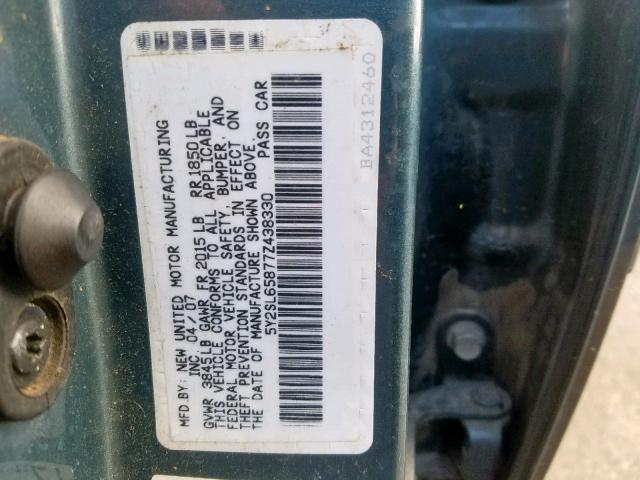 5Y2SL65877Z438330 - 2007 PONTIAC VIBE BLUE photo 10