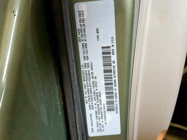 4S4BP61C957305913 - 2005 SUBARU LEGACY OUT GREEN photo 10