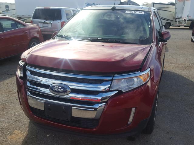 2FMDK3JC1EBA37890 - 2014 FORD EDGE SEL RED photo 2