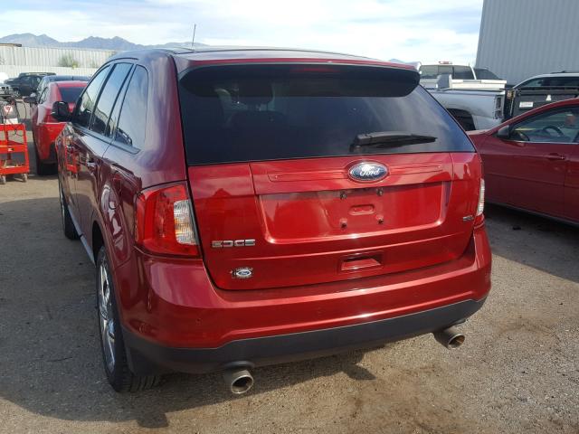 2FMDK3JC1EBA37890 - 2014 FORD EDGE SEL RED photo 3