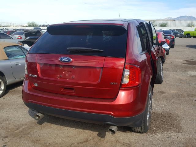 2FMDK3JC1EBA37890 - 2014 FORD EDGE SEL RED photo 4