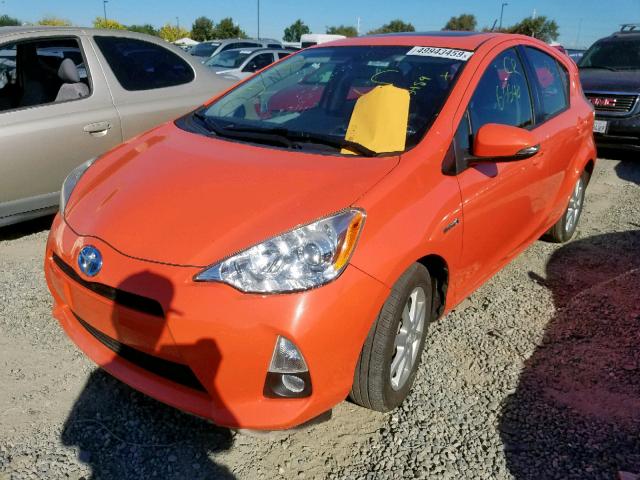 JTDKDTB3XD1043489 - 2013 TOYOTA PRIUS C ORANGE photo 2