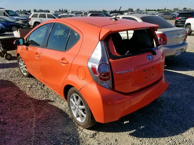 JTDKDTB3XD1043489 - 2013 TOYOTA PRIUS C ORANGE photo 3