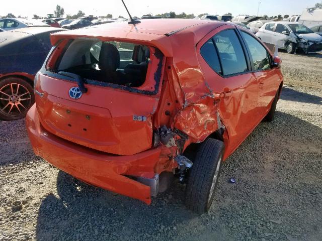 JTDKDTB3XD1043489 - 2013 TOYOTA PRIUS C ORANGE photo 4