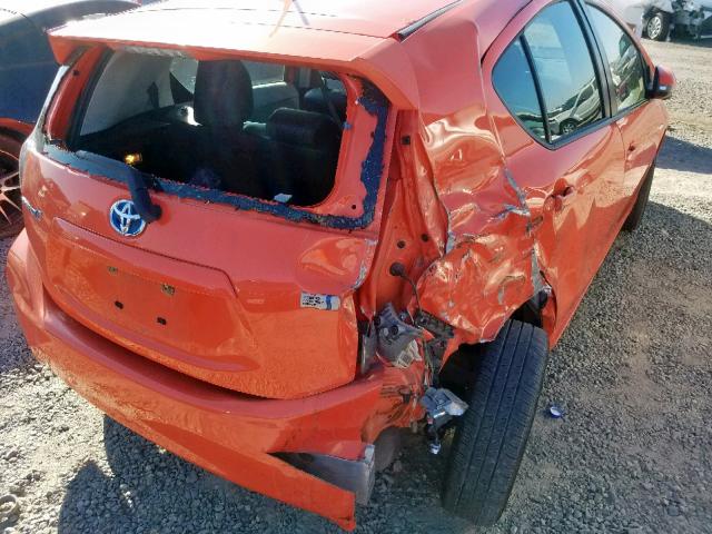 JTDKDTB3XD1043489 - 2013 TOYOTA PRIUS C ORANGE photo 9