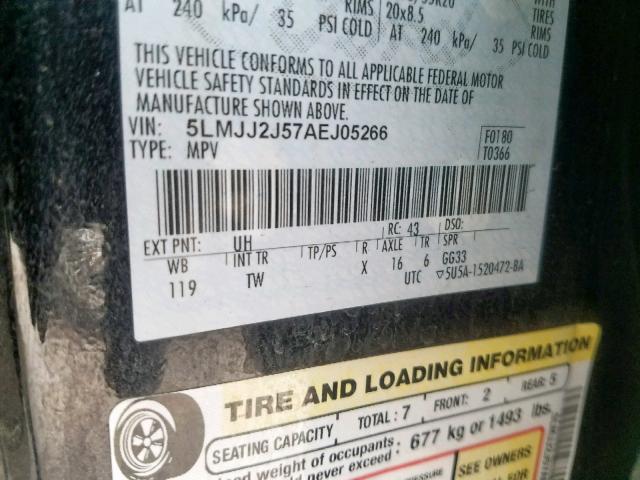 5LMJJ2J57AEJ05266 - 2010 LINCOLN NAVIGATOR 黑色 照片 10