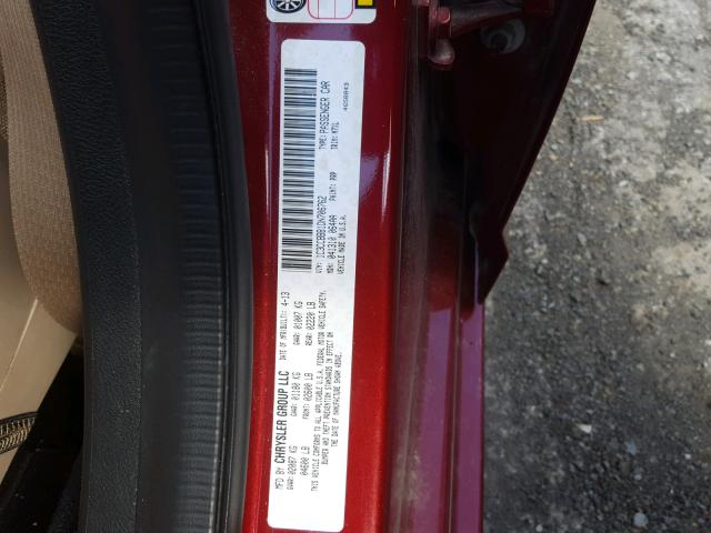 1C3CCBBB1DN706762 - 2013 CHRYSLER 200 TOURIN RED photo 10