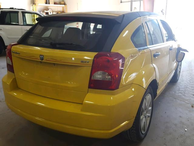 1B3HB48B77D512238 - 2007 DODGE CALIBER SX YELLOW photo 4