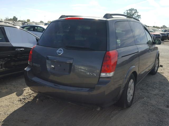 5N1BV28U66N119580 - 2006 NISSAN QUEST S GRAY photo 4