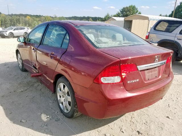 2HGFA1F5XAH554175 - 2010 HONDA CIVIC LX MAROON photo 3