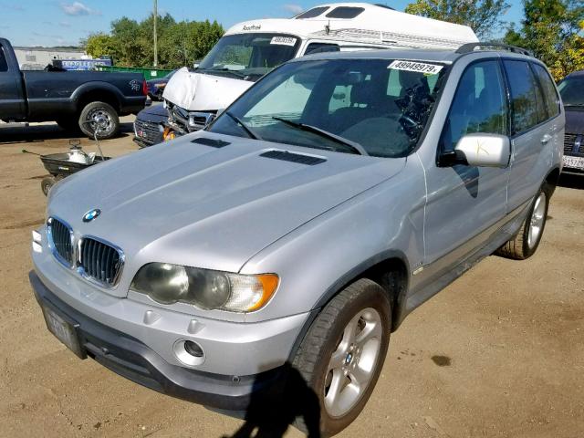 5UXFA53522LP52651 - 2002 BMW X5 3.0I SILVER photo 2