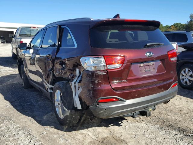 5XYPGDA58GG174379 - 2016 KIA SORENTO LX BURGUNDY photo 3