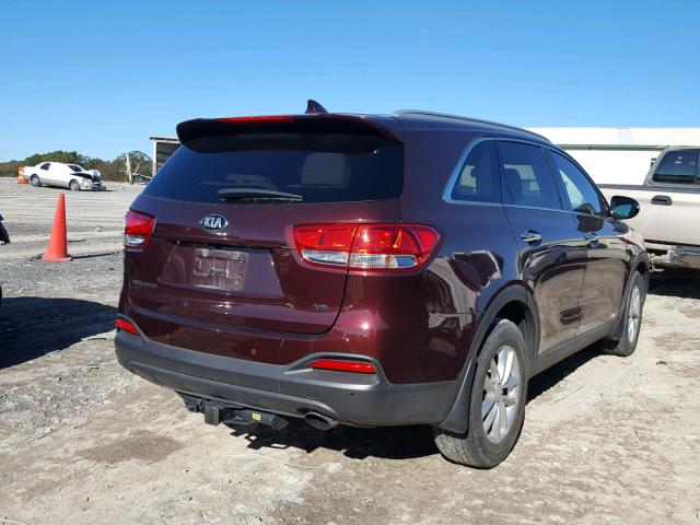 5XYPGDA58GG174379 - 2016 KIA SORENTO LX BURGUNDY photo 4