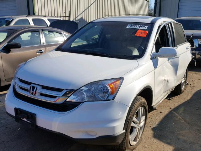 5J6RE4H72AL008256 - 2010 HONDA CR-V EXL WHITE photo 2