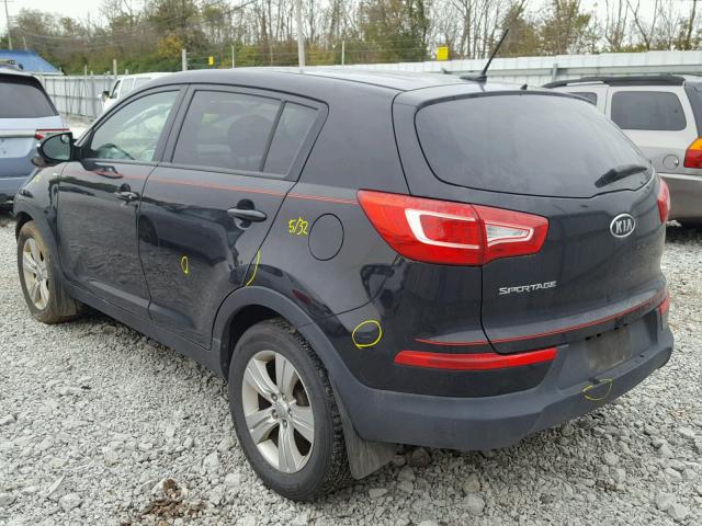 KNDPBCA24C7286604 - 2012 KIA SPORTAGE L BLACK photo 3