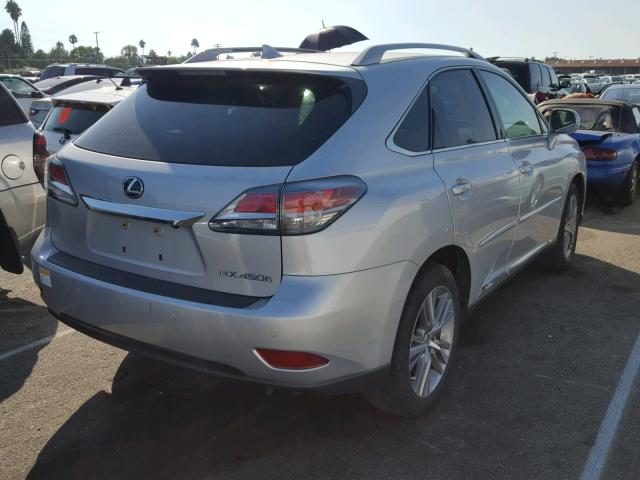 2T2BC1BA9FC002903 - 2015 LEXUS RX 450H SILVER photo 4