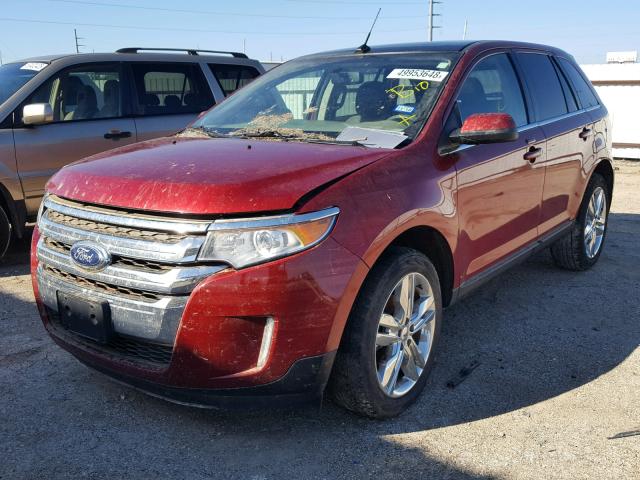 2FMDK3KC0EBB21486 - 2014 FORD EDGE LIMIT RED photo 2