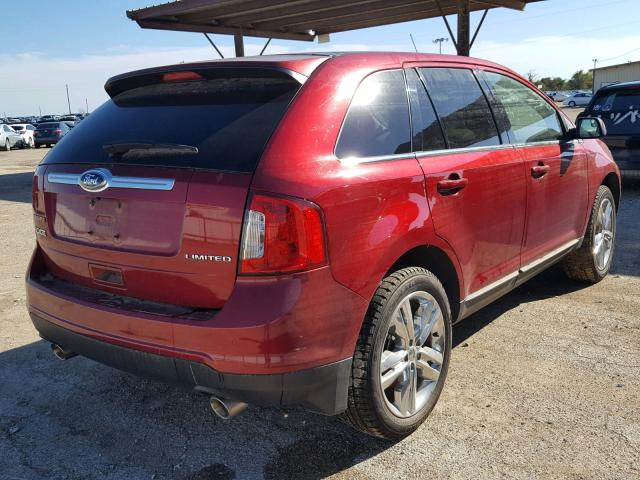 2FMDK3KC0EBB21486 - 2014 FORD EDGE LIMIT RED photo 4