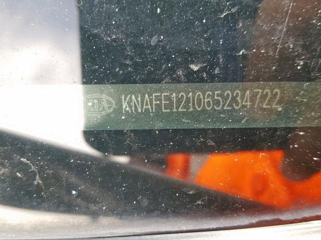 KNAFE121065234722 - 2006 KIA NEW SPECTR SILVER photo 10