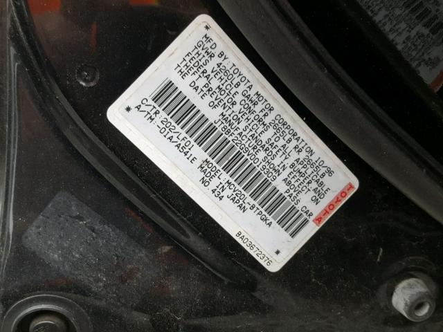 JT8BF22G9V0019309 - 1997 LEXUS ES 300 BLACK photo 10