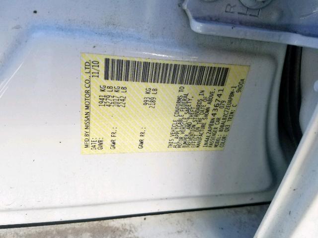 1N4AL2AP8BN436741 - 2011 NISSAN ALTIMA BAS WHITE photo 10