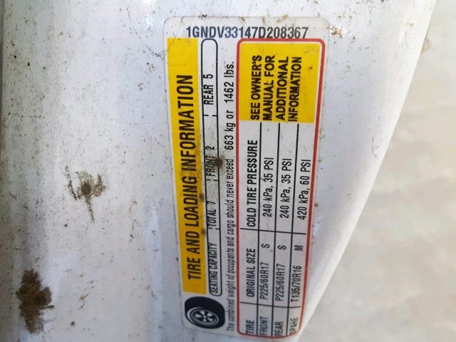 1GNDV33147D208367 - 2007 CHEVROLET UPLANDER L 白色 照片 10