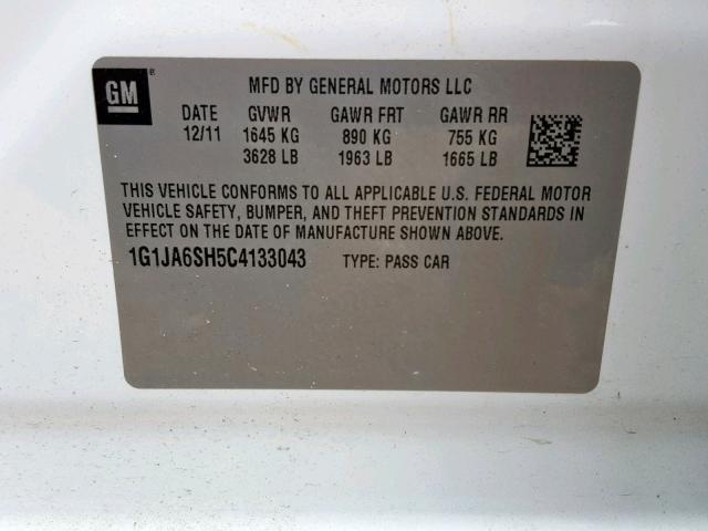 1G1JA6SH5C4133043 - 2012 CHEVROLET SONIC LS 橙色 照片 10