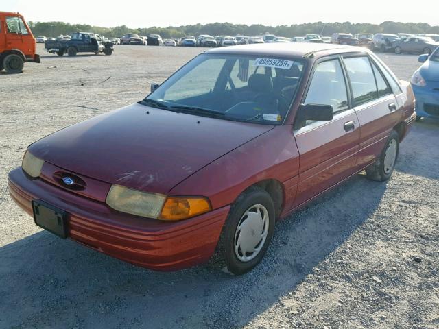 1FAPP14J7PW363377 - 1993 FORD ESCORT LX MAROON photo 2