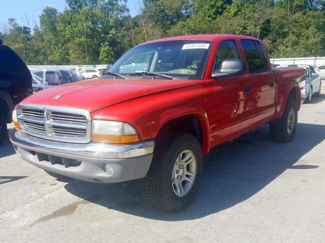 1D7HG48N94S608122 - 2004 DODGE DAKOTA QUA RED photo 2