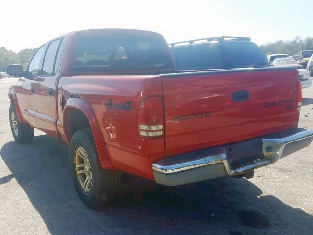 1D7HG48N94S608122 - 2004 DODGE DAKOTA QUA RED photo 3