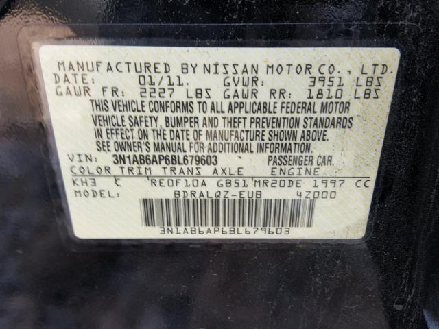 3N1AB6AP6BL679603 - 2011 NISSAN SENTRA 2.0 BLACK photo 10