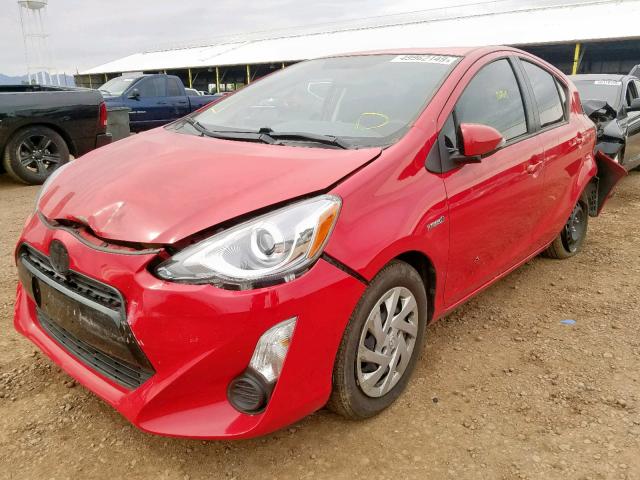 JTDKDTB34F1575534 - 2015 TOYOTA PRIUS C RED photo 2