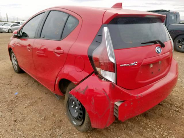 JTDKDTB34F1575534 - 2015 TOYOTA PRIUS C RED photo 3