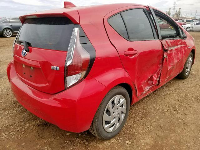 JTDKDTB34F1575534 - 2015 TOYOTA PRIUS C RED photo 4