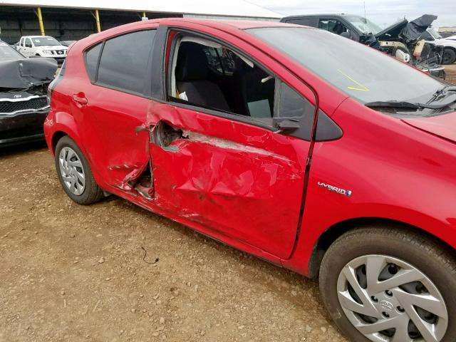 JTDKDTB34F1575534 - 2015 TOYOTA PRIUS C RED photo 9