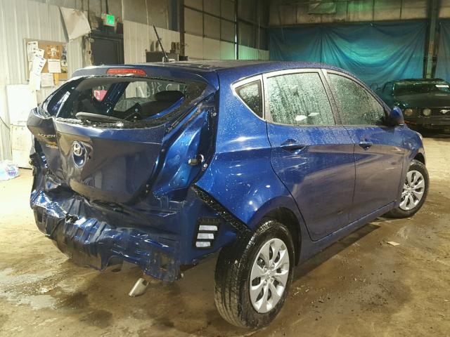 KMHCT5AE1GU255346 - 2016 HYUNDAI ACCENT SE BLUE photo 4